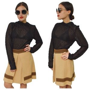 Vintage 70s Hippie Bohemian Sheer Lace Top Dress